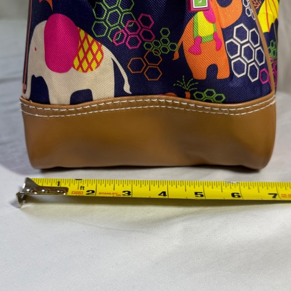 Lily Bloom Colorful Elephant Print Satchel. - Picture 4 of 12